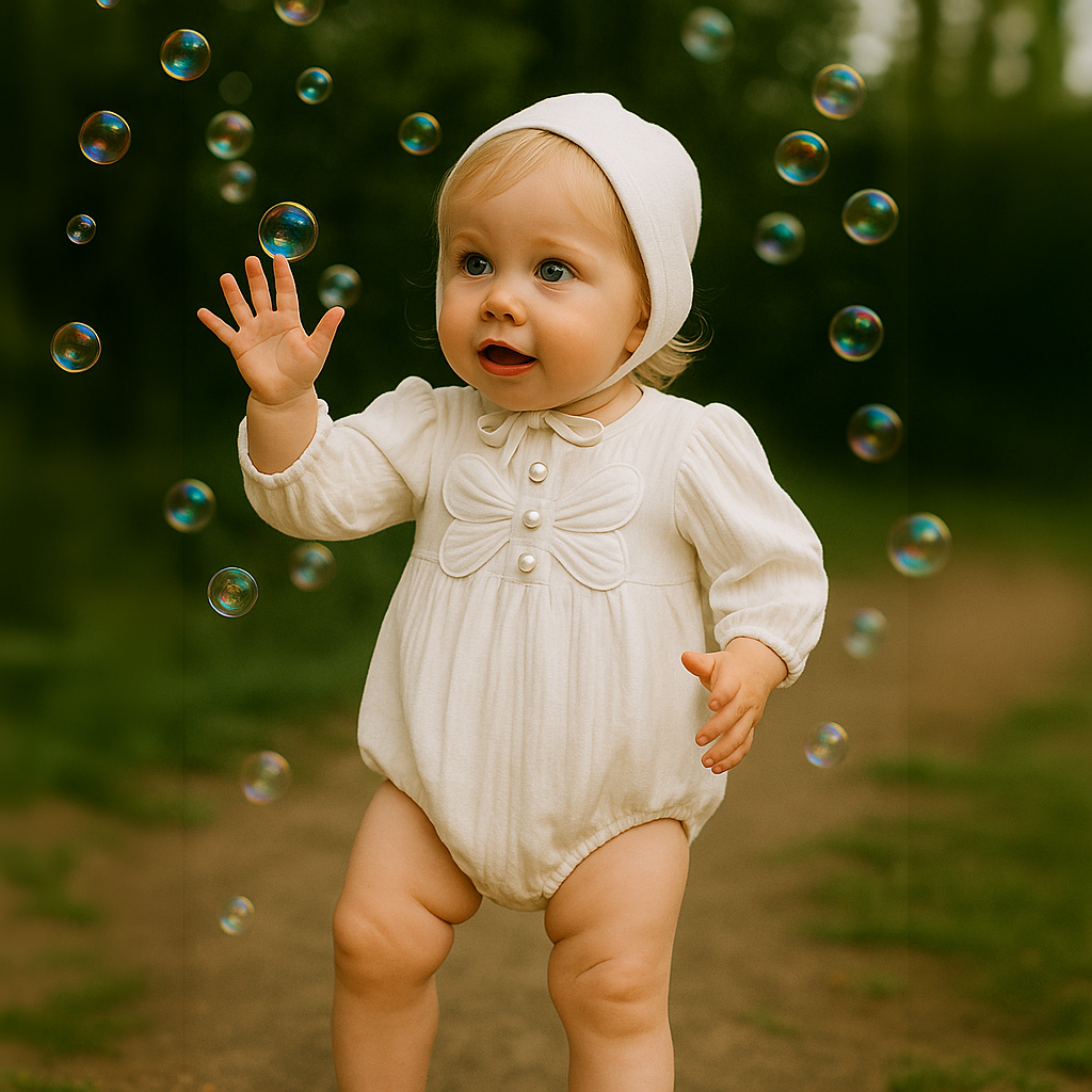 Precious Bow Romper and Bonnet Set