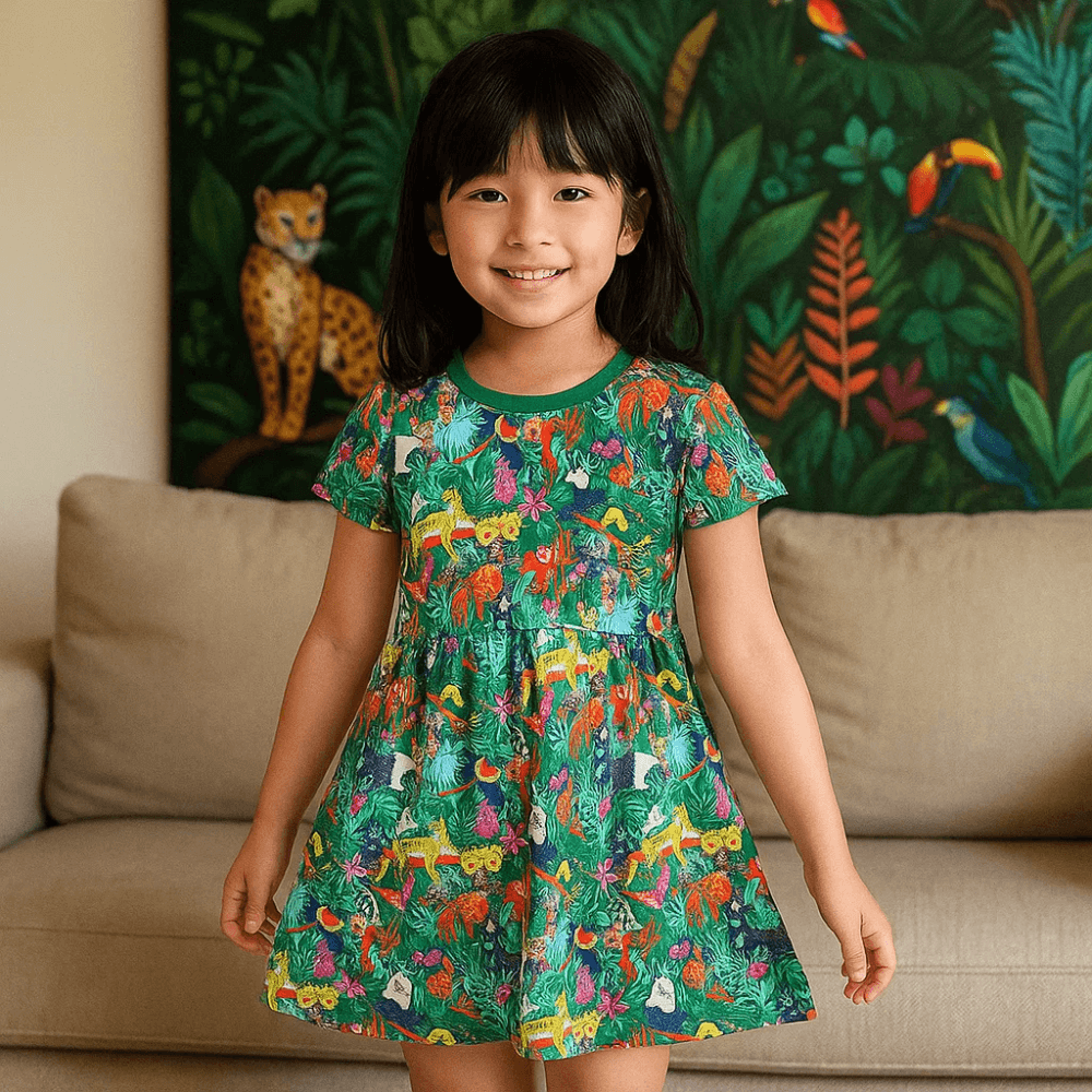 Tropical Safari Animal Print Girls Dress - Beekee
