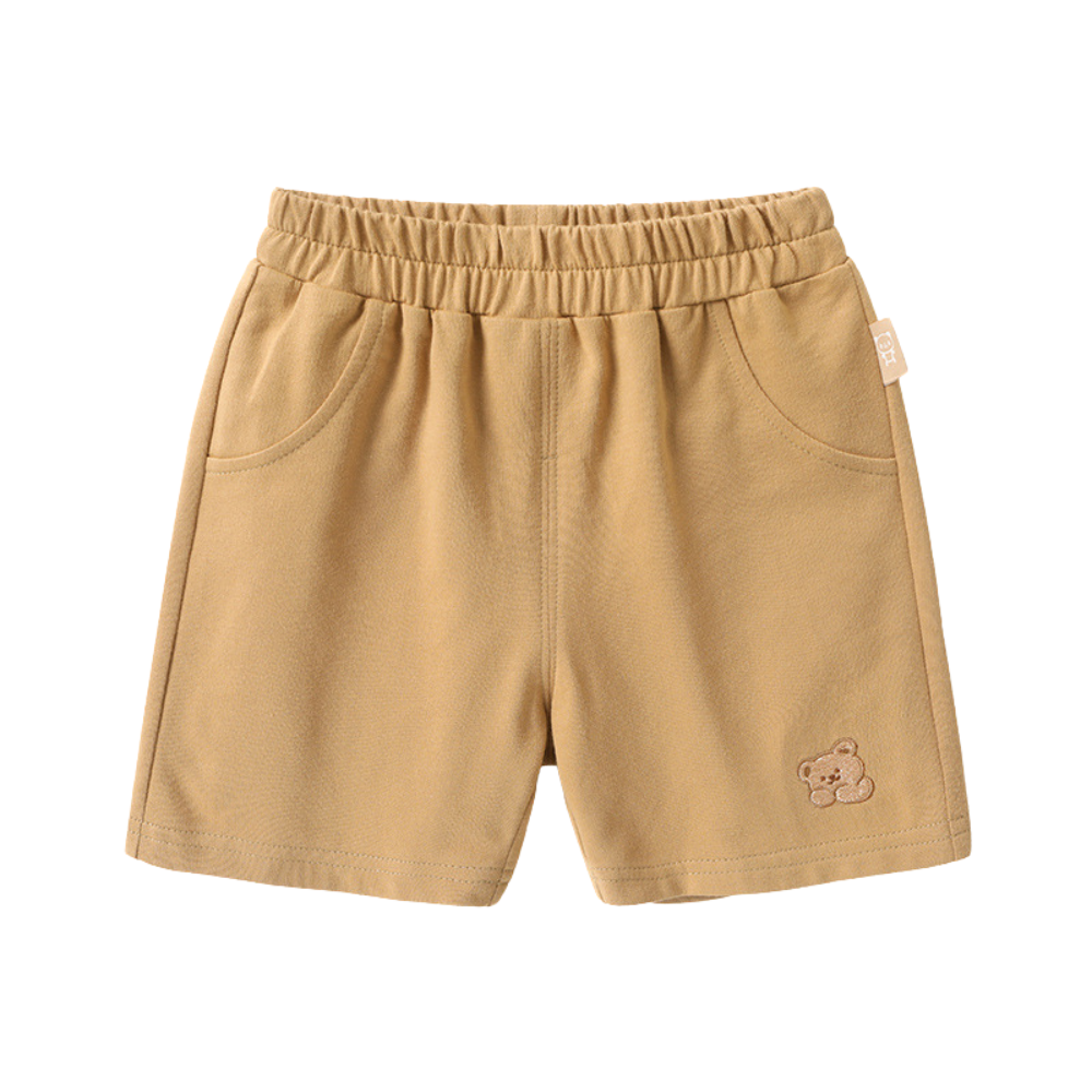 Embroidered Bear Cotton Shorts-Beekee