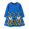 Cheerful Buzzing Bee & Flower Girls Long Sleeve Dress - Beekee
