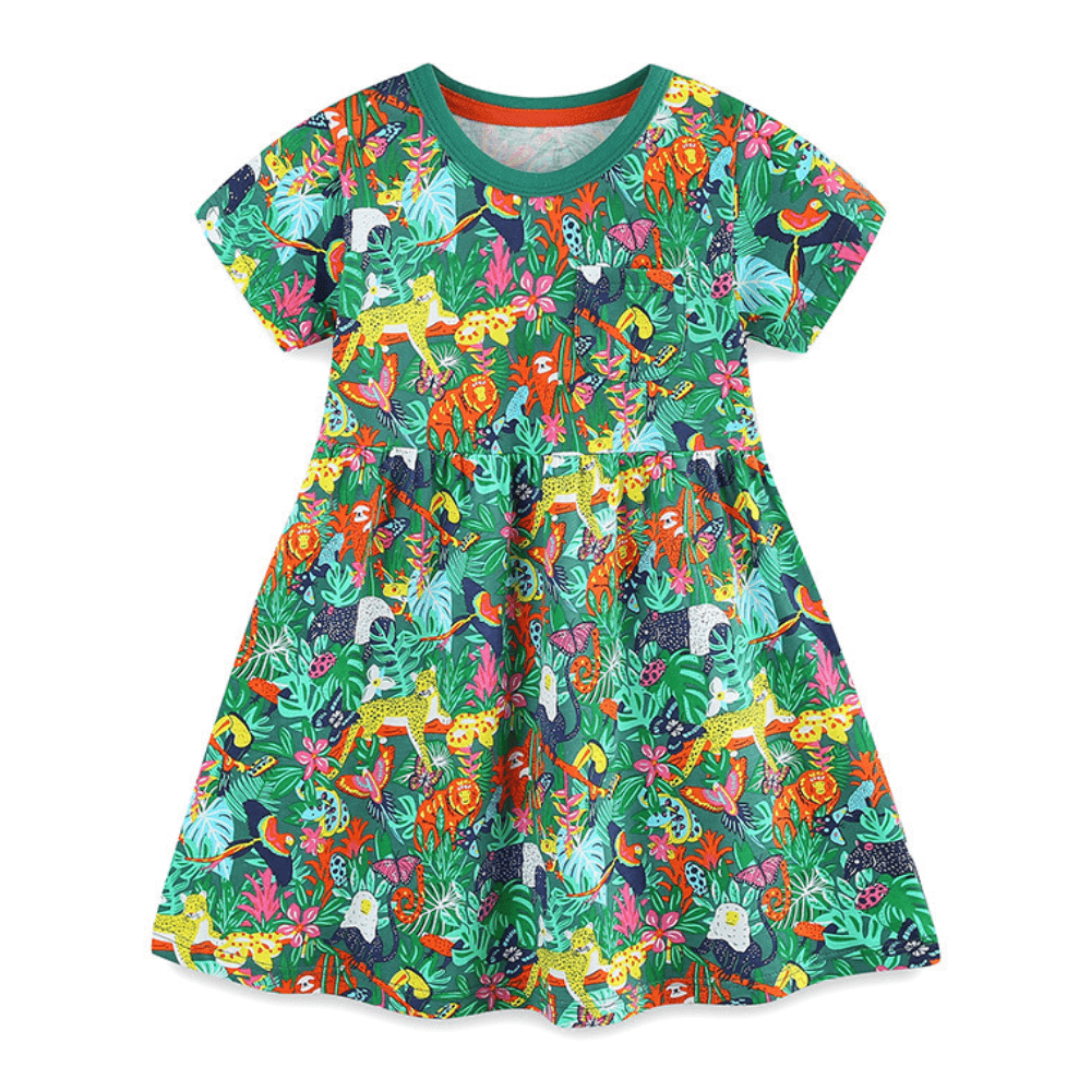 Tropical Safari Animal Print Girls Dress - Beekee