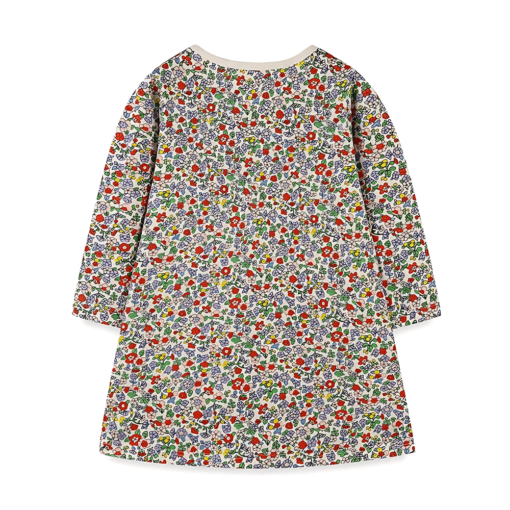 Sweet Pumpkin Floral Girls Long Sleeve Dress - Beekee