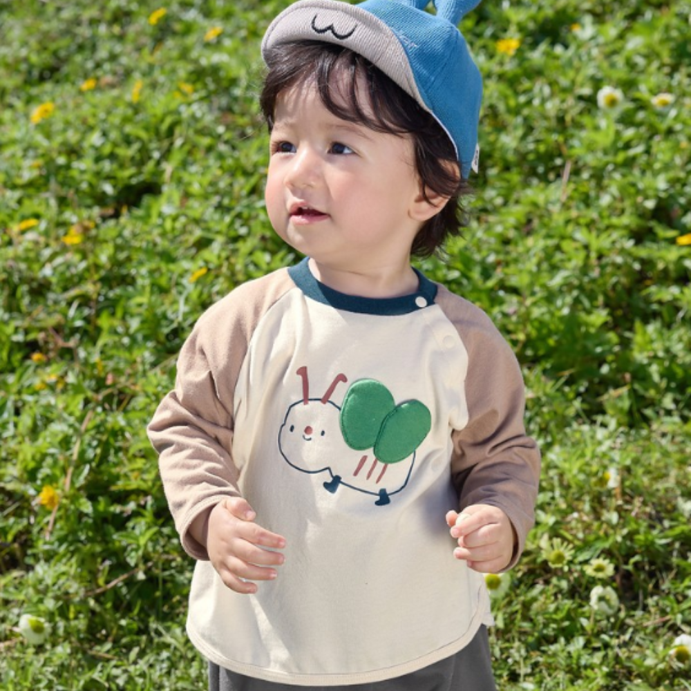 Kids Cute 3D Bug Patch Detail Long Sleeve Shirt- Beekee