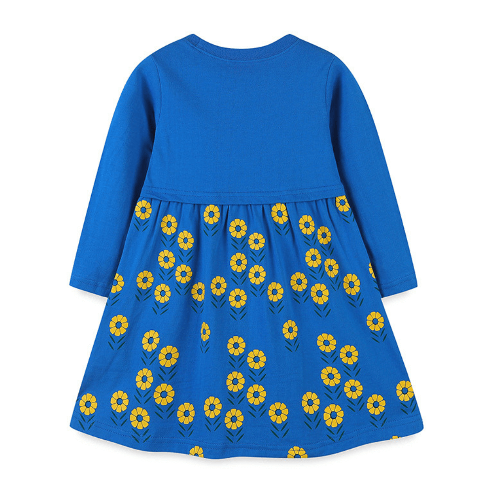 Cheerful Buzzing Bee & Flower Girls Long Sleeve Dress - Beekee