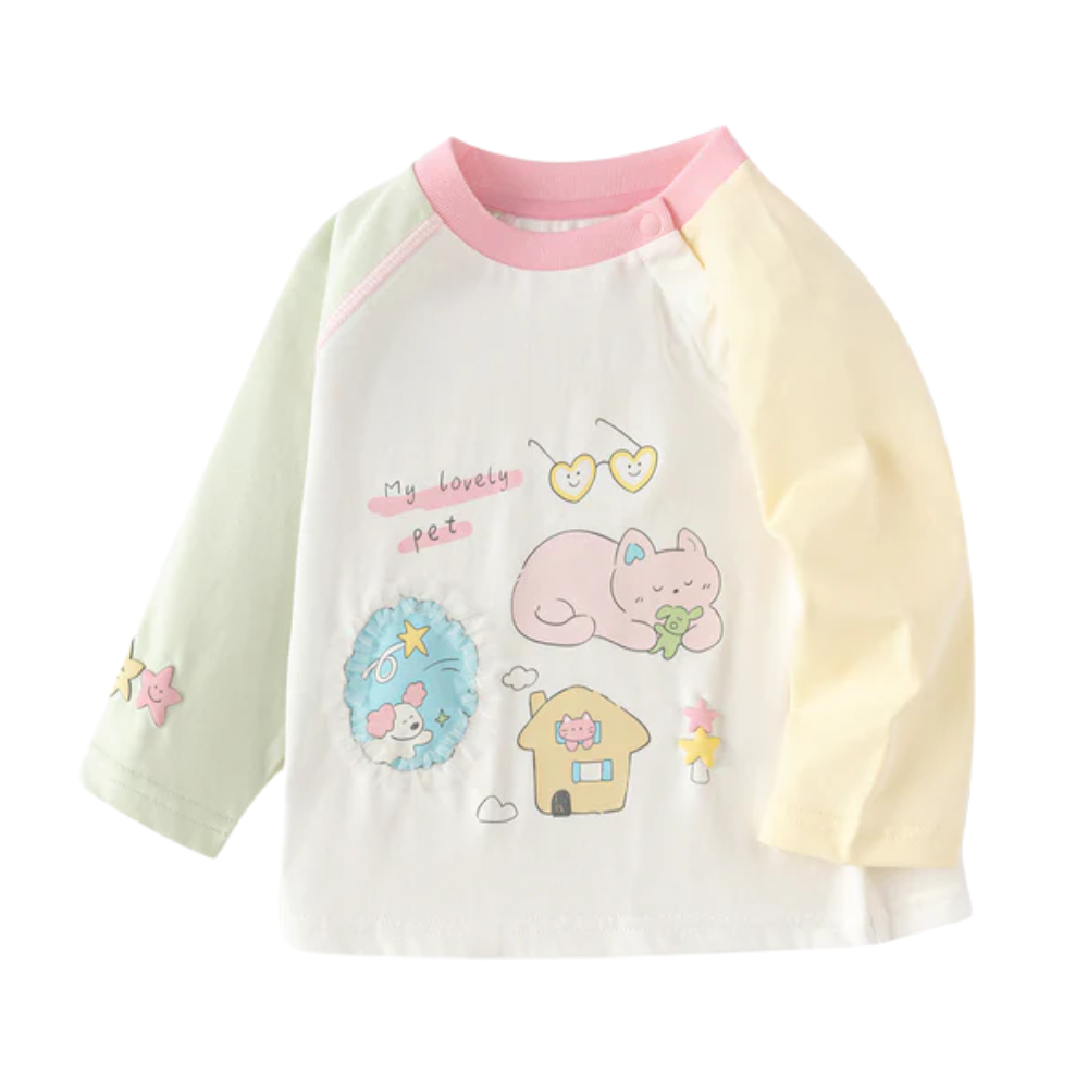 Girls Cute Print Long Sleeve Shirt- Beekee