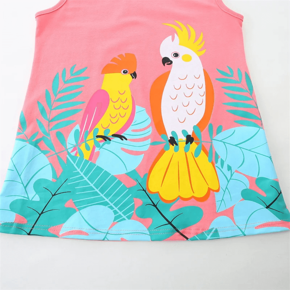 Charming Cockatoo Garden Girls Summer Dress - Beekee