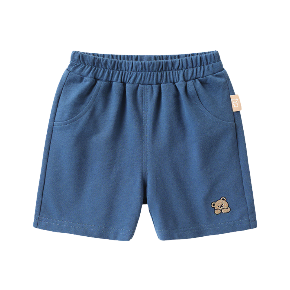 Embroidered Bear Cotton Shorts-Beekee