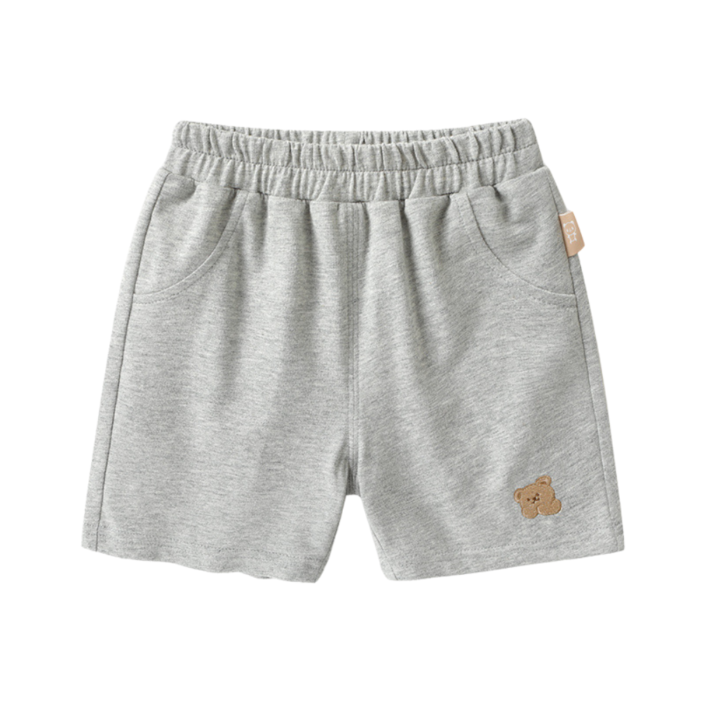 Embroidered Bear Cotton Shorts-Beekee