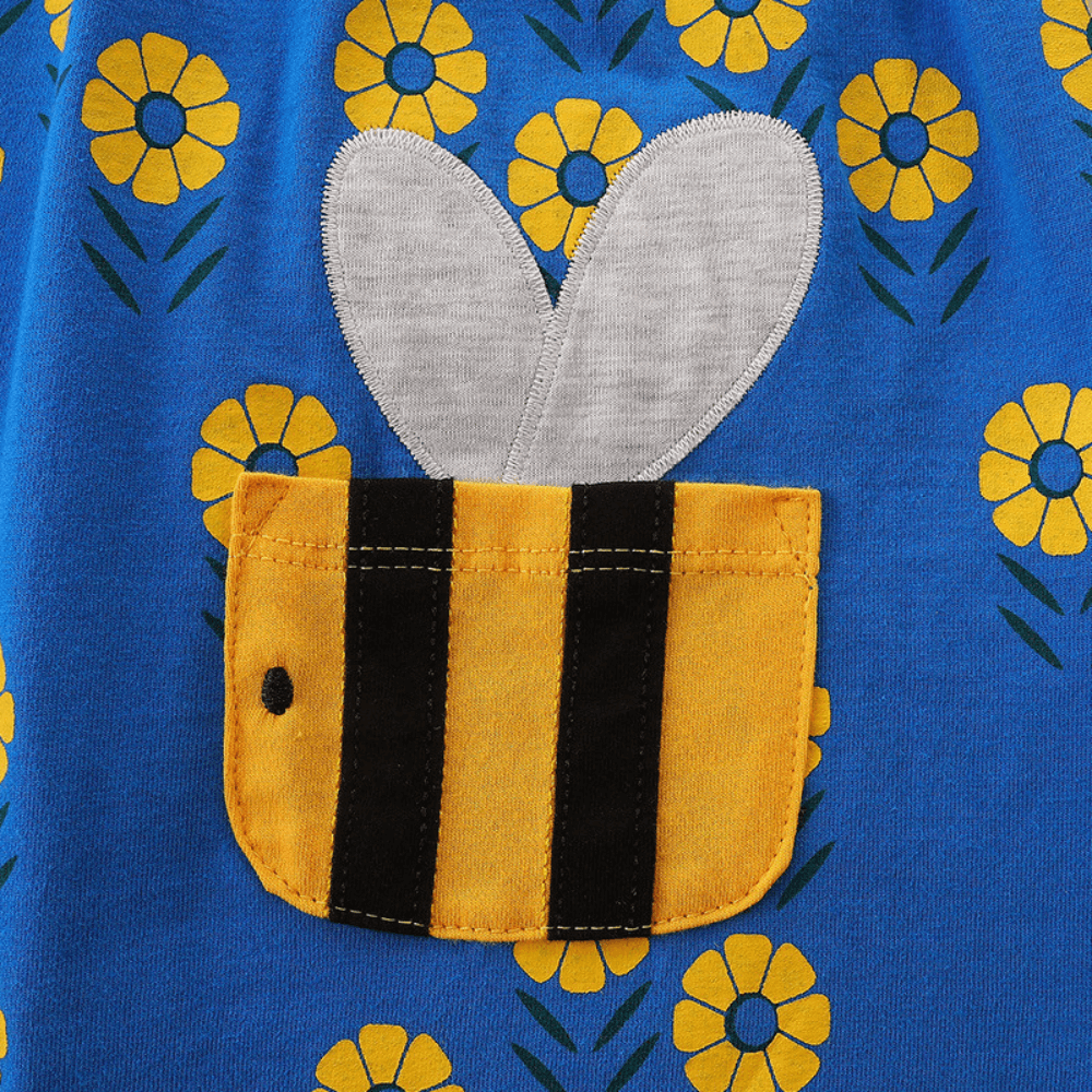 Cheerful Buzzing Bee & Flower Girls Long Sleeve Dress - Beekee