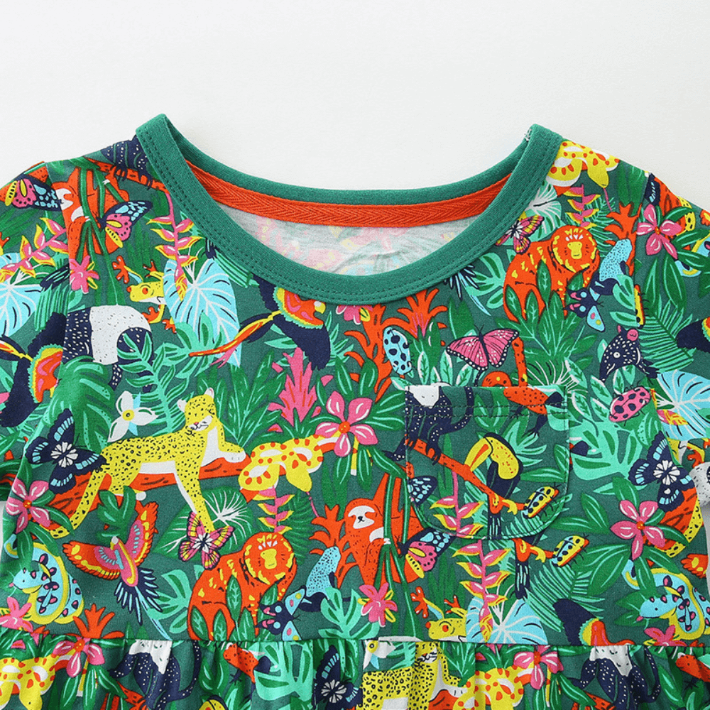 Tropical Safari Animal Print Girls Dress - Beekee