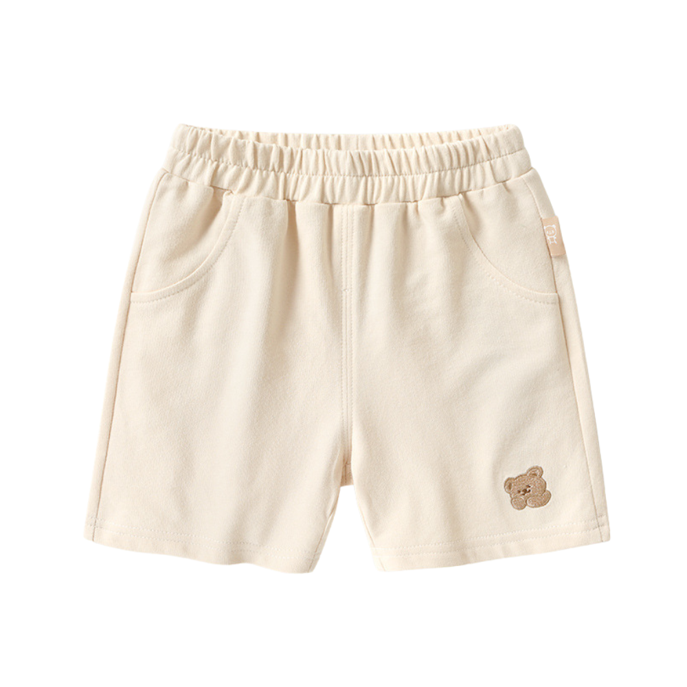 Embroidered Bear Cotton Shorts-Beekee