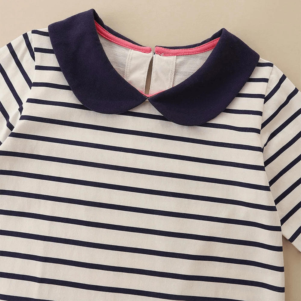Sweetheart Striped Girls Long Sleeve Dress - Beekee