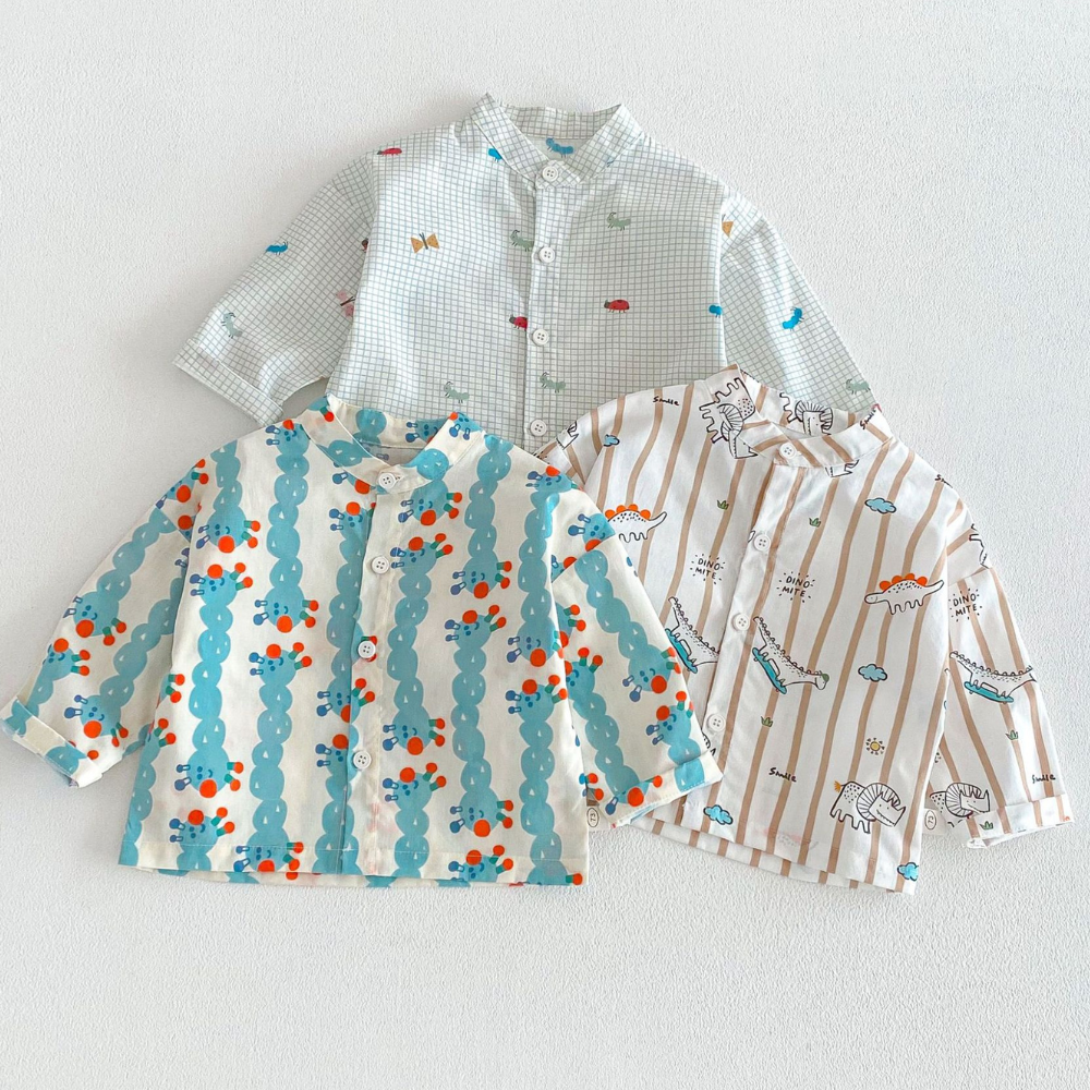Cute Playful Print Button Up Shirt for Toddlers-Beekee