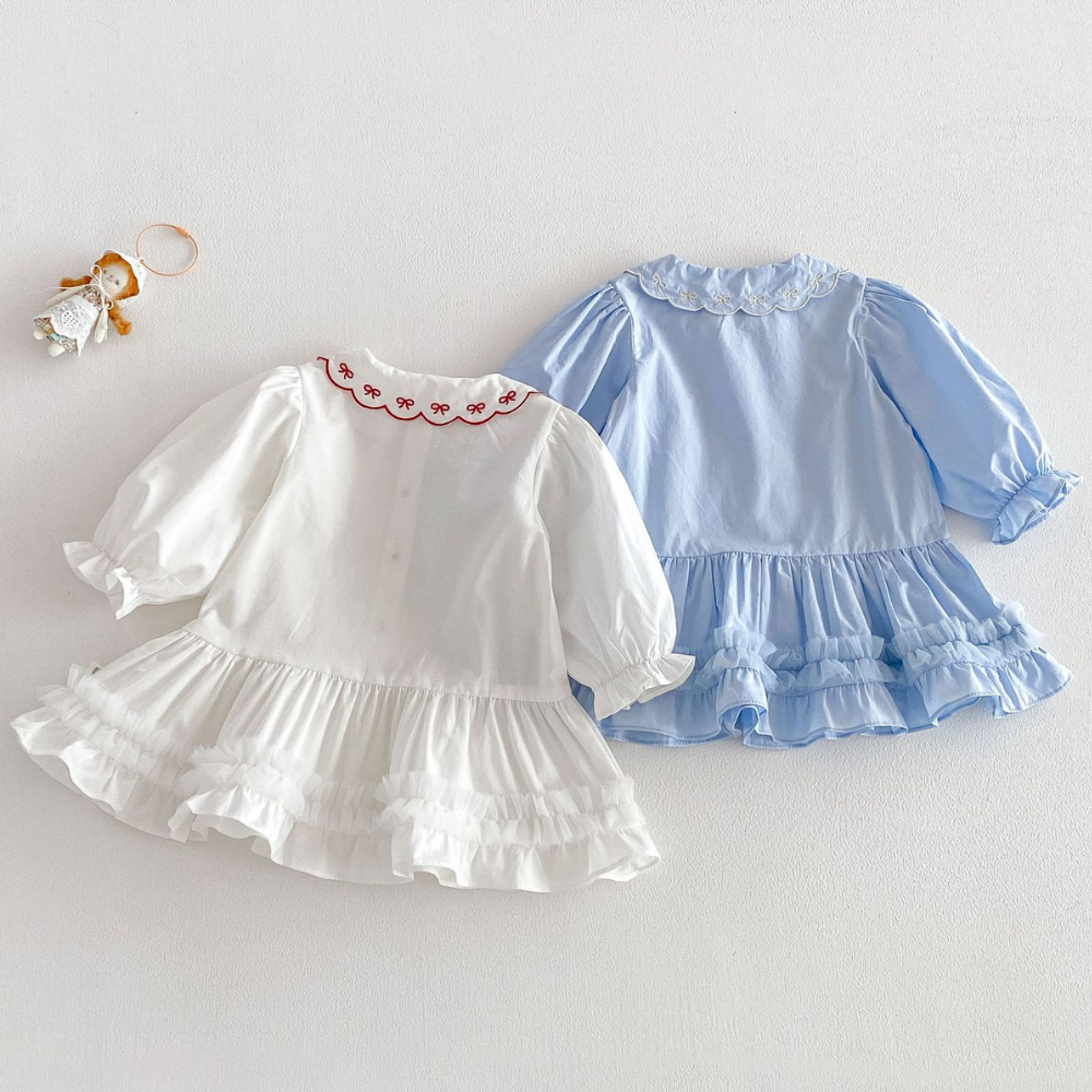 Charming Peter Pan Collar Ruffle Dress for Girls - Beekee