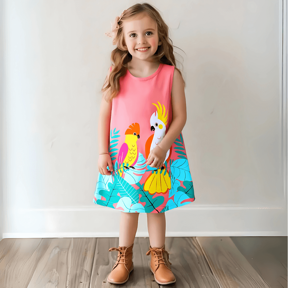 Charming Cockatoo Garden Girls Summer Dress - Beekee