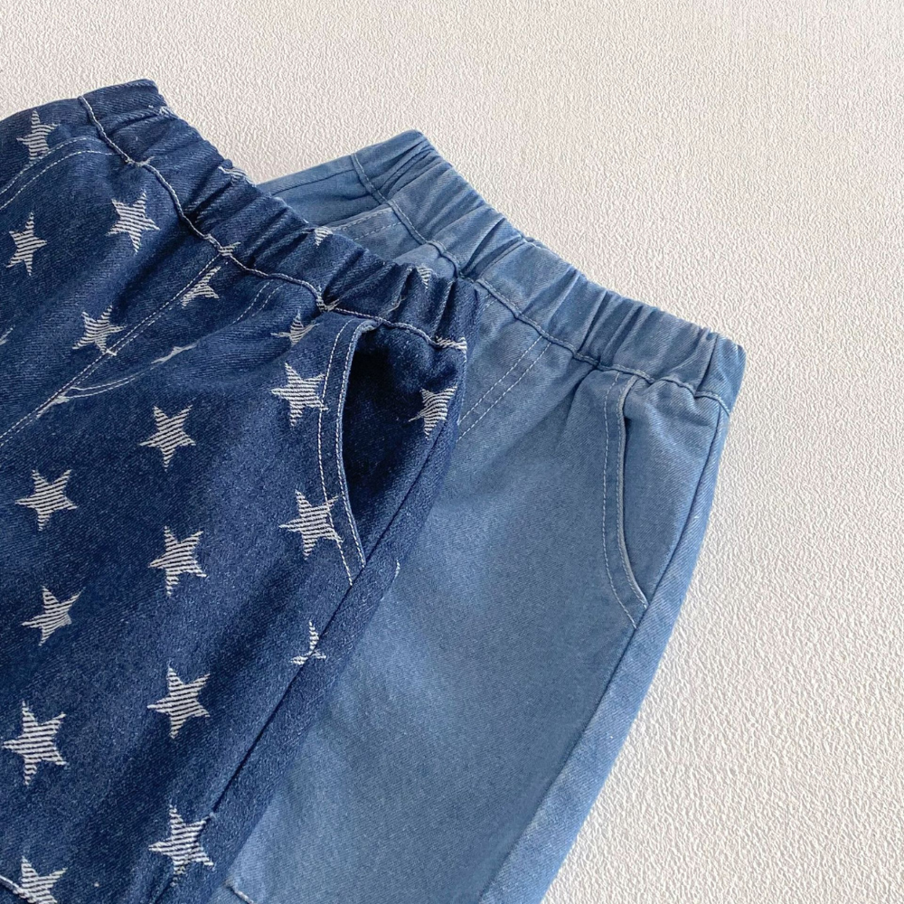 Adorable Star Print Denim Pants for Toddlers-Beekee