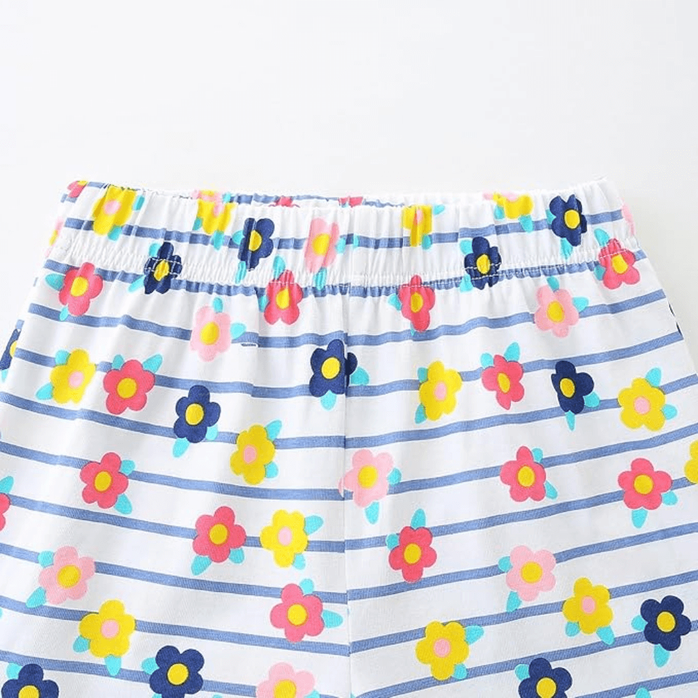 Sunny Flower Ruffle Top & Striped Shorts Set - Beekee