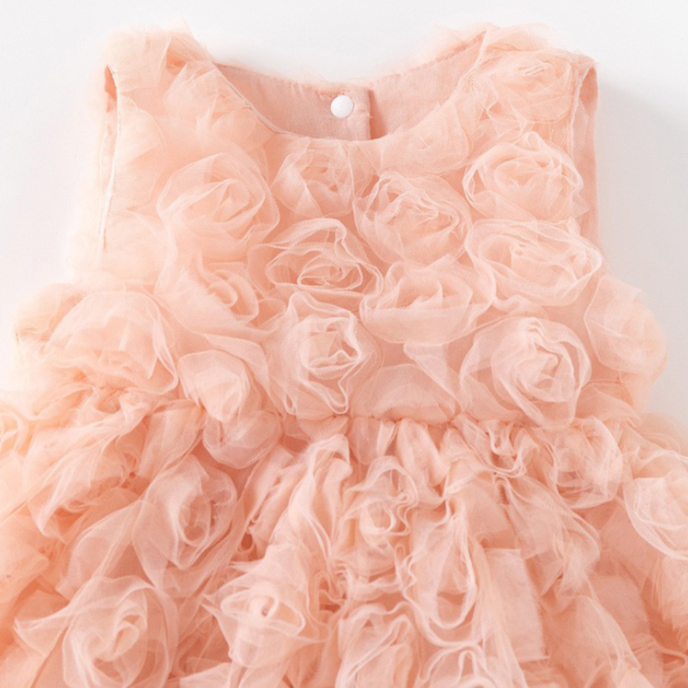 Sweet Rosette Tulle Party Dress for Baby Girls-Beekee