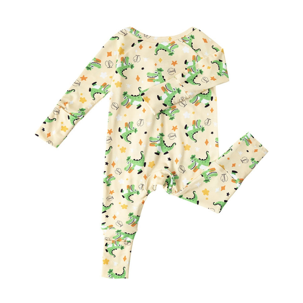 Alligator Print Long Sleeve Baby Romper - Beekee