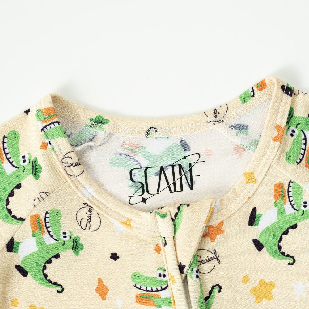 Alligator Print Long Sleeve Baby Romper - Beekee