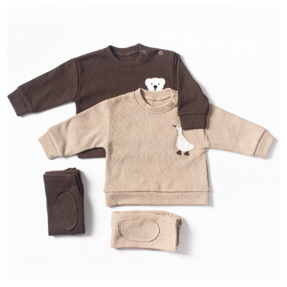 Animal Embroidered Cotton Sweatsuit Set - Beekee