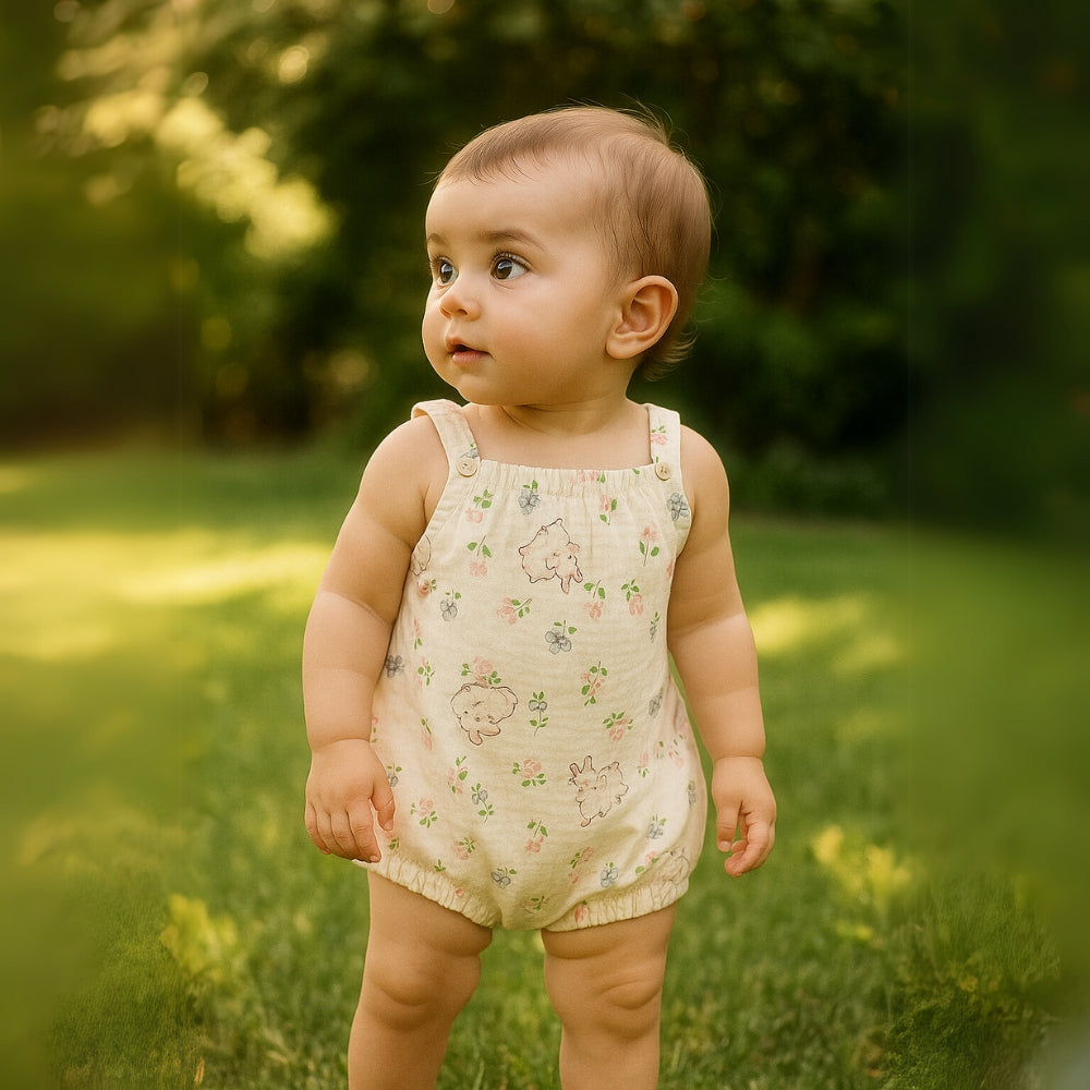 Animal and Fruit Prints Sleeveless Baby Romper - Beekee