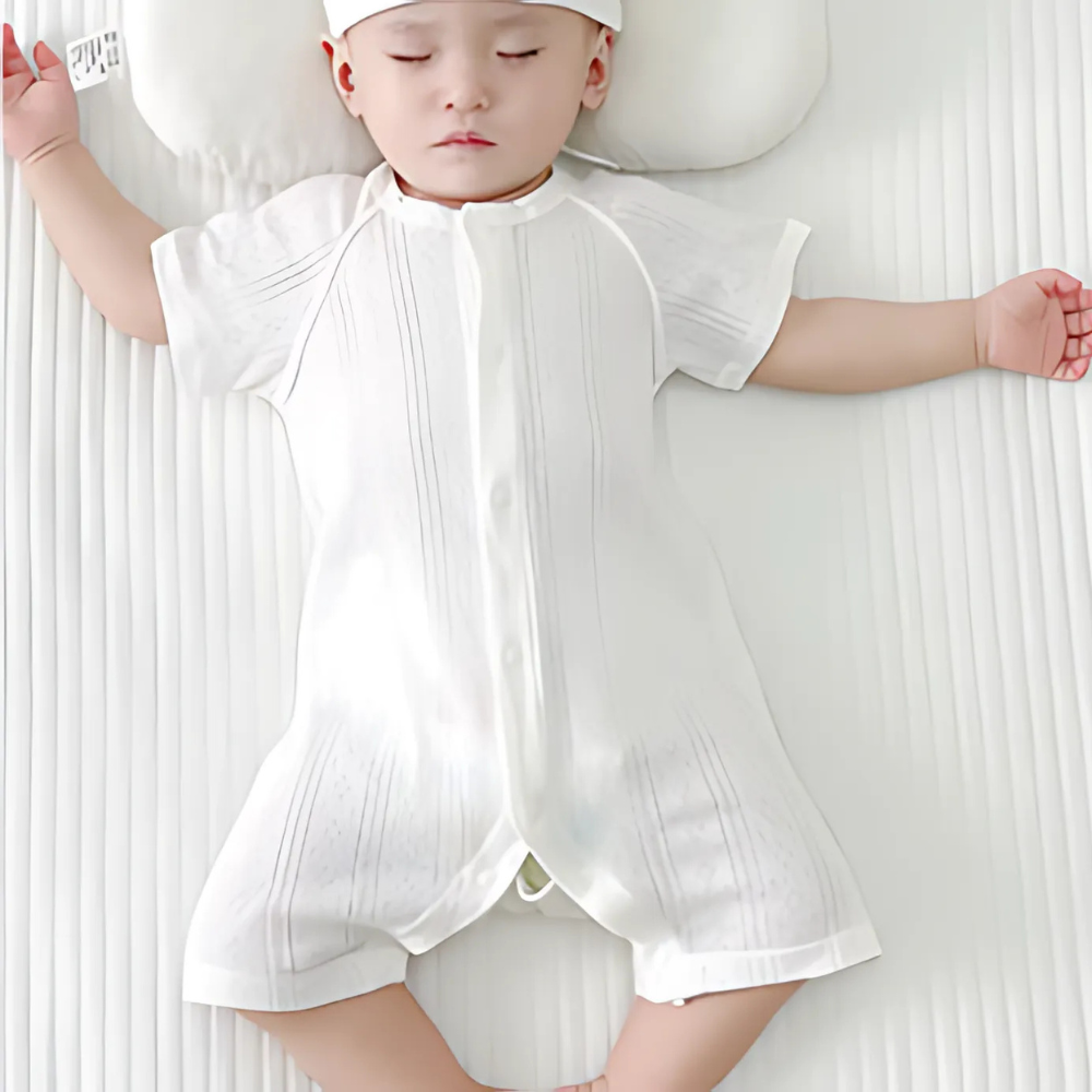 Baby Cotton Mesh Short Sleeve Romper - Beekee