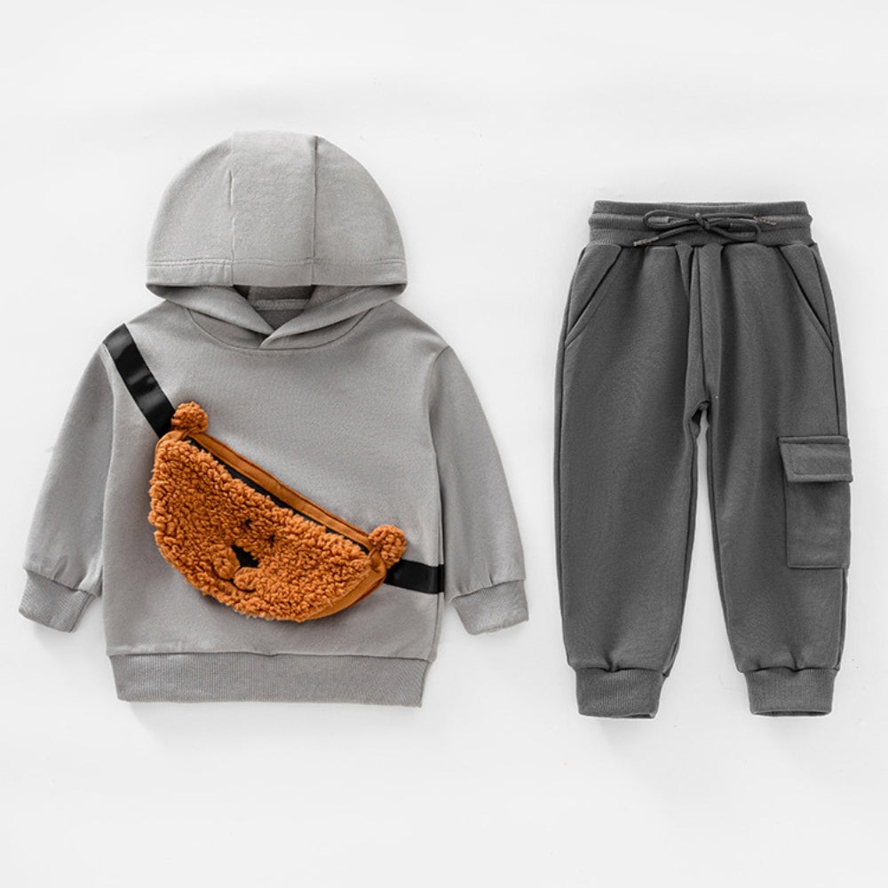 Bear Pocket Hoodie and Jogger Set - Beekee