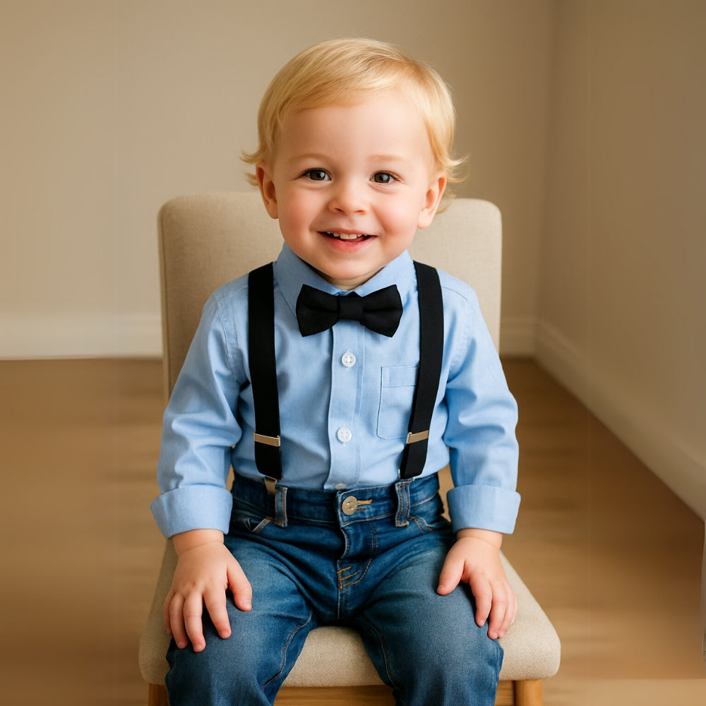 Boys Formal Bow Tie Denim Set - Beekee