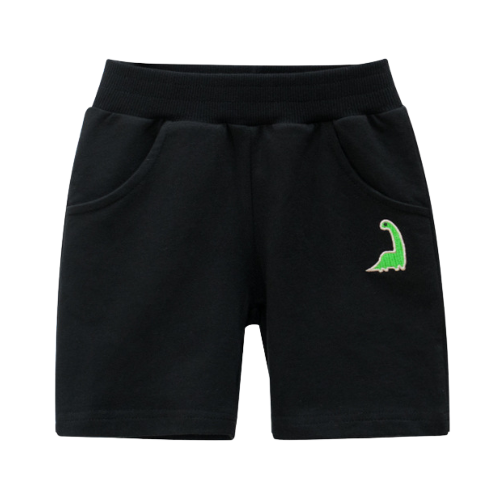 Boys Dinosaur Embroidered Cotton Shorts - Beekee
