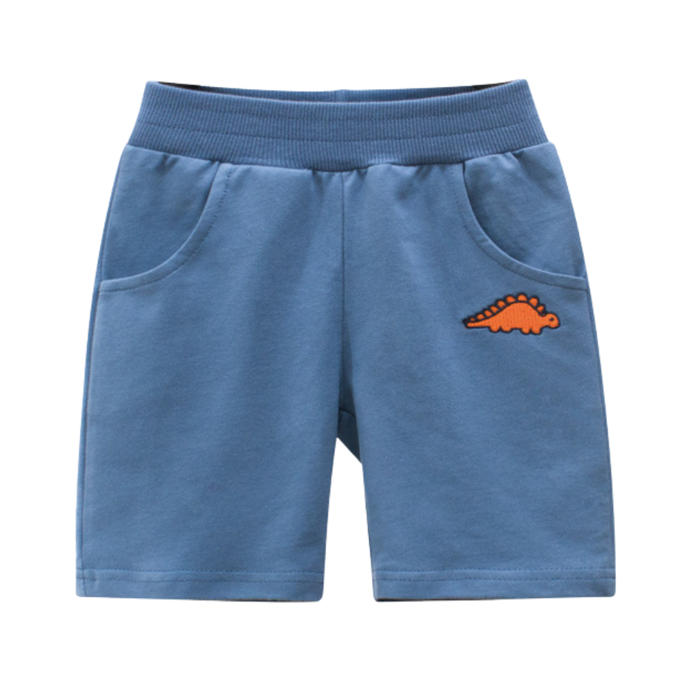 Boys Dinosaur Embroidered Cotton Shorts - Beekee