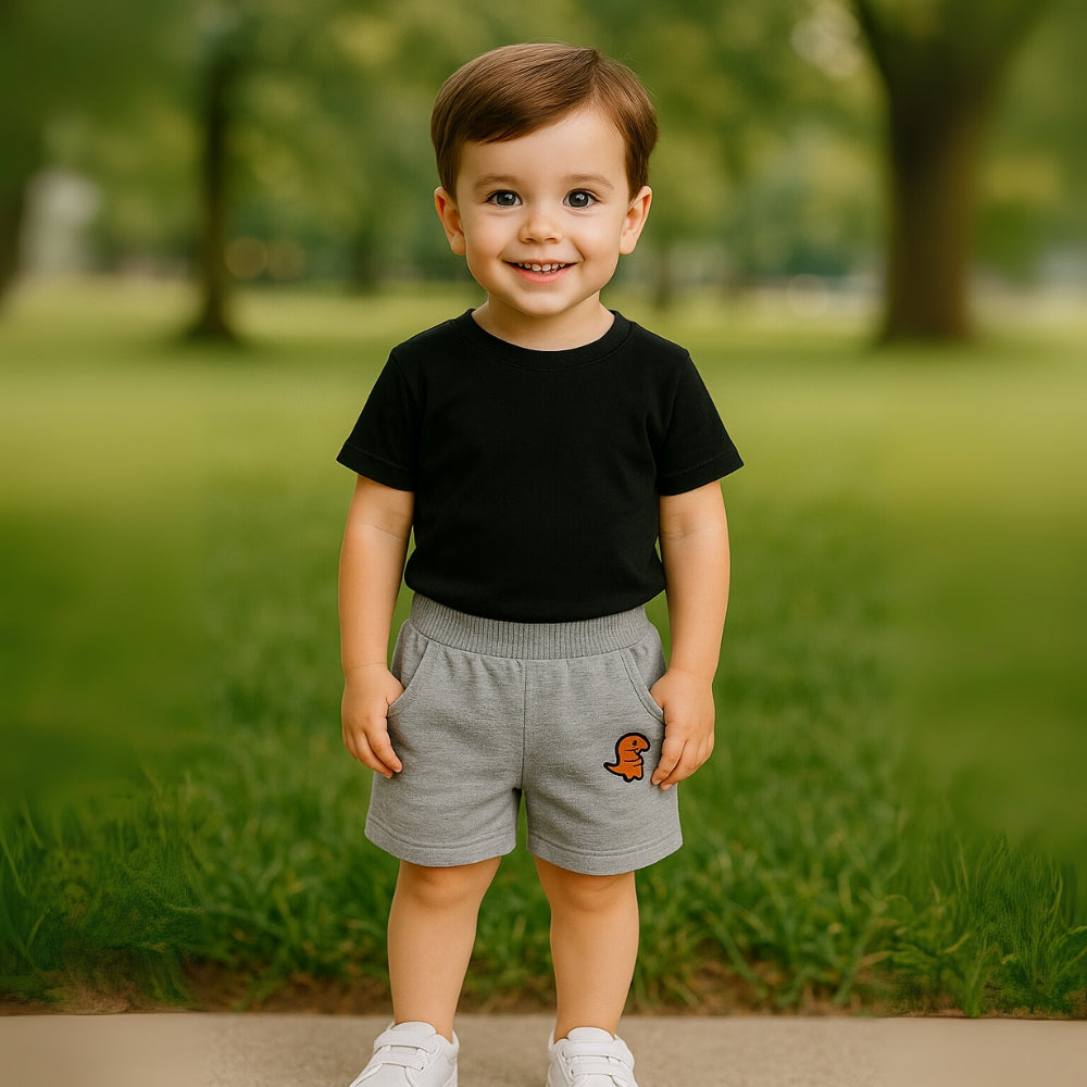 Boys Dinosaur Embroidered Cotton Shorts - Beekee
