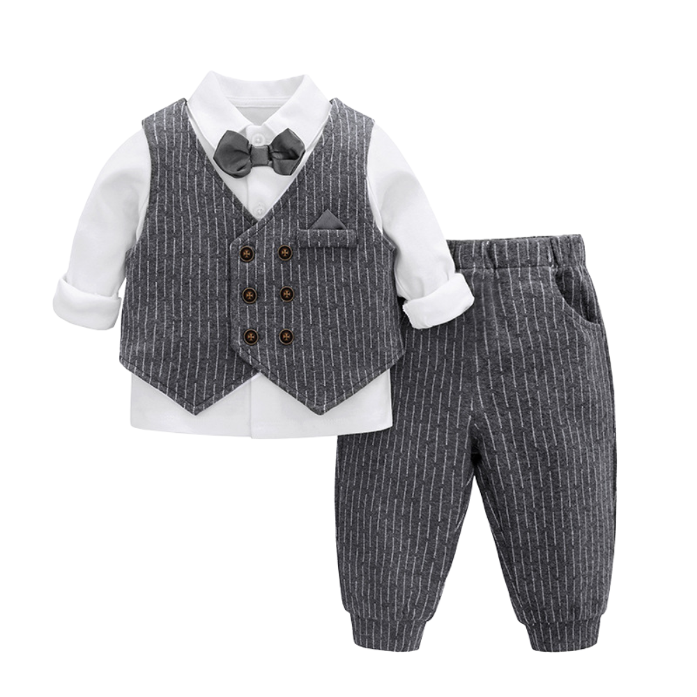 Boys Formal Pinstripe Bow Tie Suit Set - Beekee