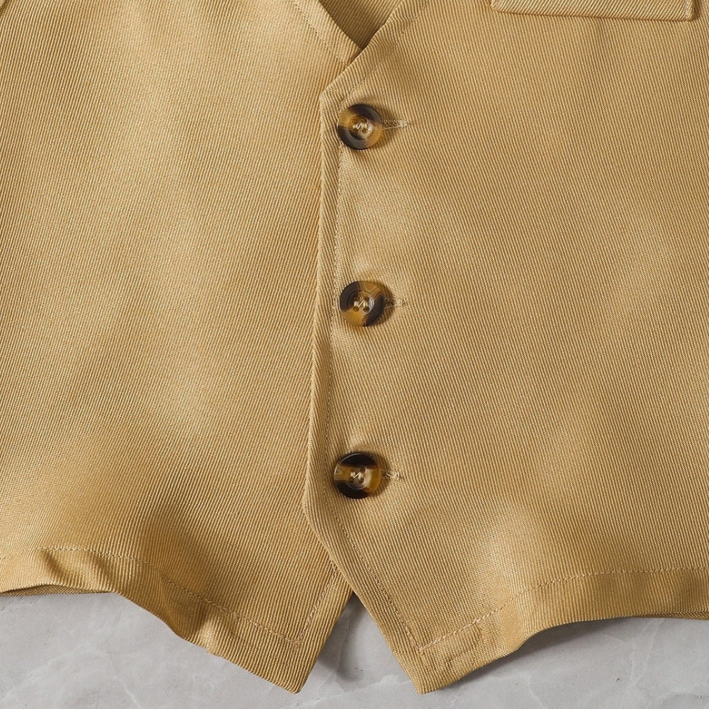 Boys Golden Vest and Pants Suit Set - Beekee