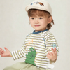 Boys Striped Dinosaur Print Long Sleeve Shirt - Beekee