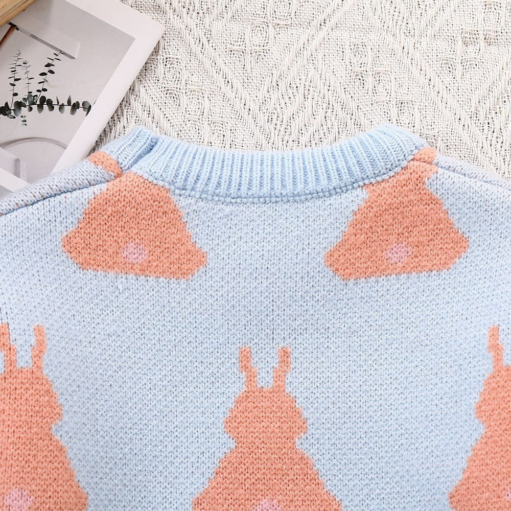Bunny Print Knitted Girls Top and Shorts Set - Beekee