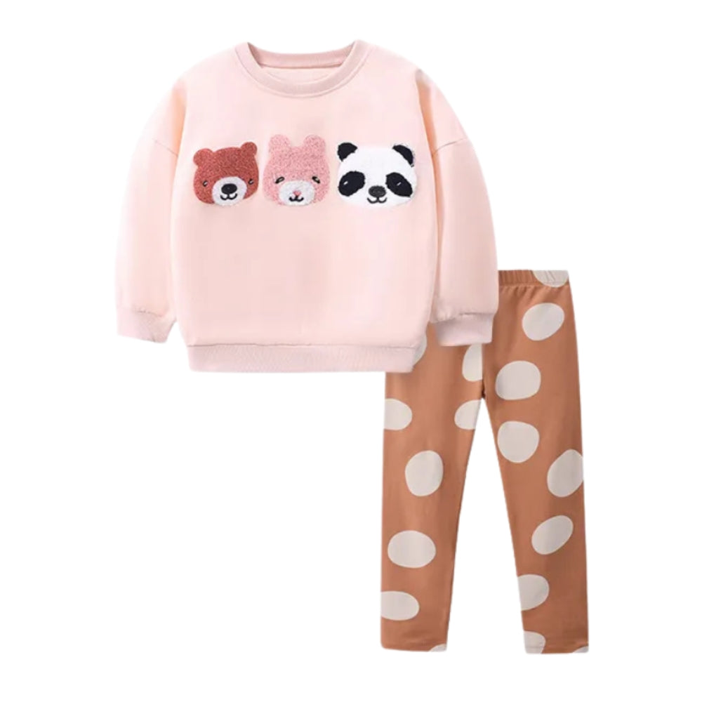 Cartoon Appliqué Sweatshirt and Leggings Set - Beekee