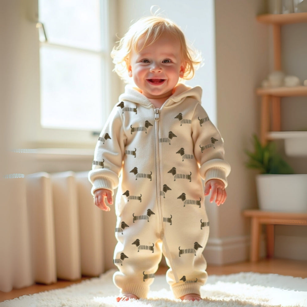 Cartoon Hooded Zipper Closure Jumpsuit - Beekee