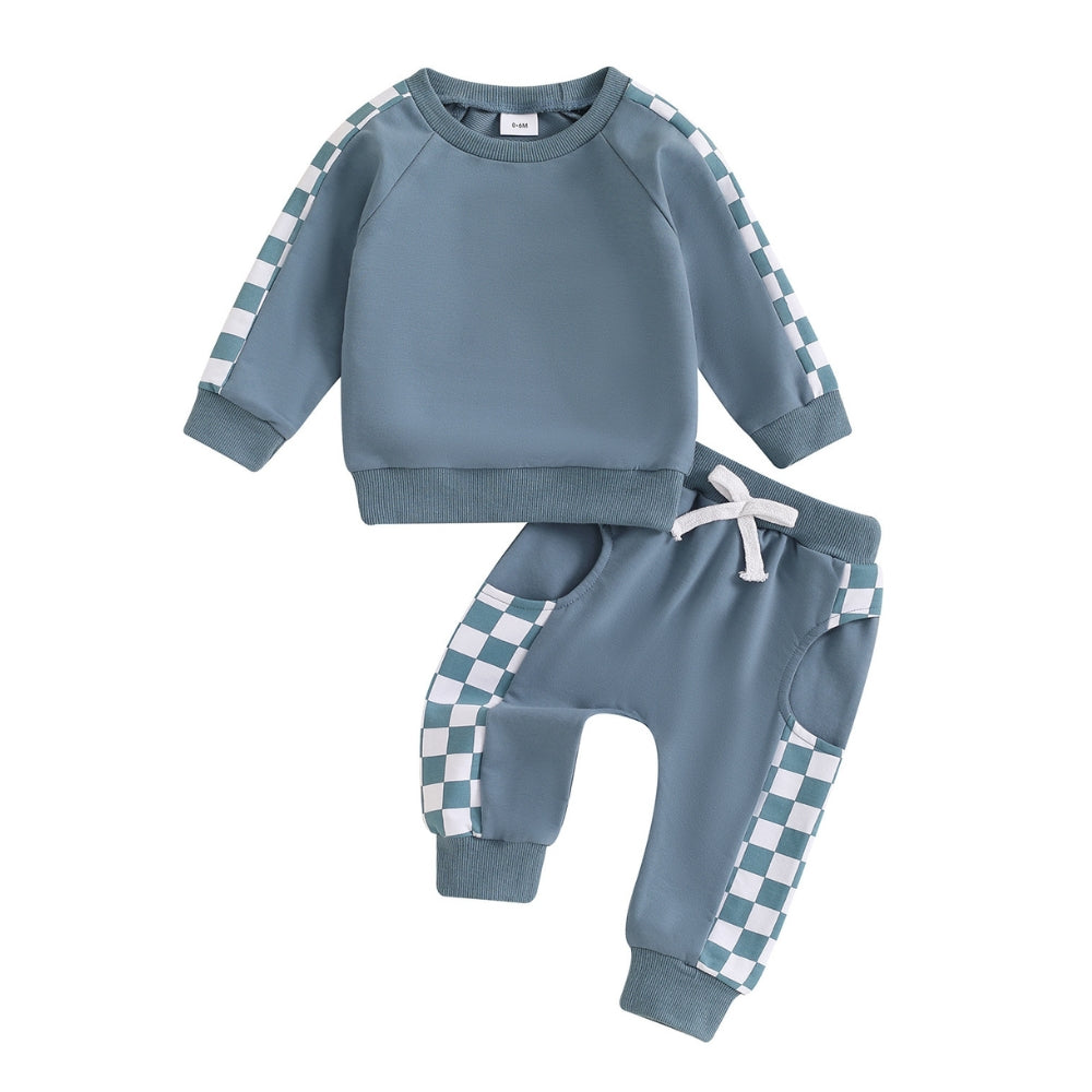 Checkerboard Matching Sweat Set - Beekee