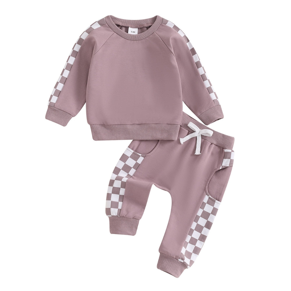 Checkerboard Matching Sweat Set - Beekee