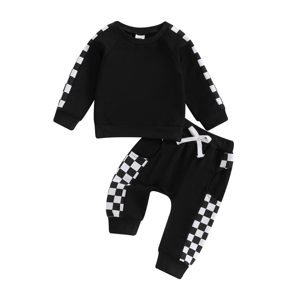 Checkerboard Matching Sweat Set - Beekee