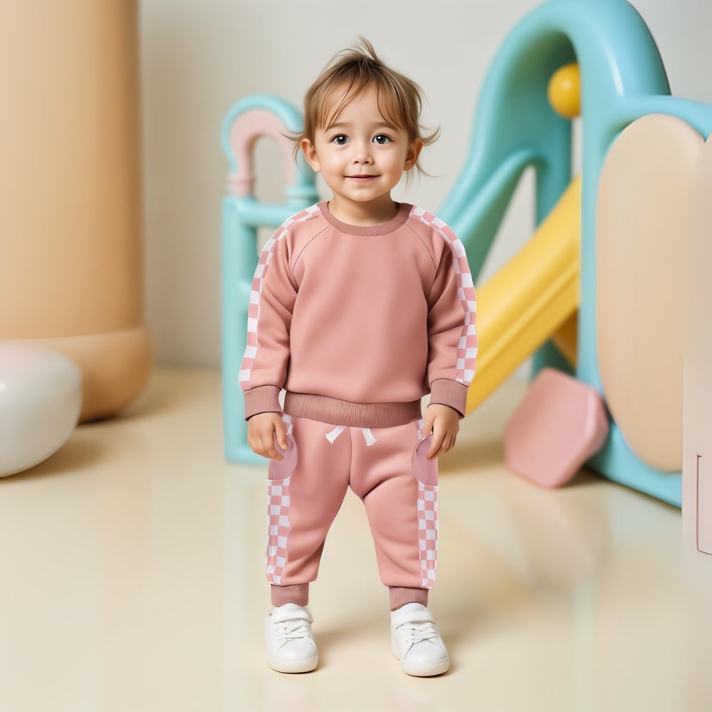 Checkerboard Matching Sweat Set - Beekee