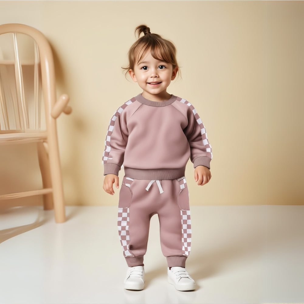 Checkerboard Matching Sweat Set - Beekee