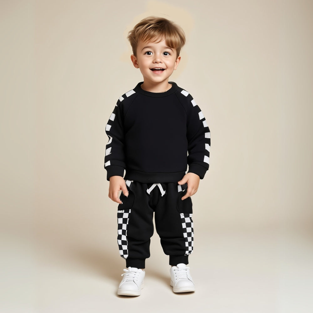 Checkerboard Matching Sweat Set - Beekee