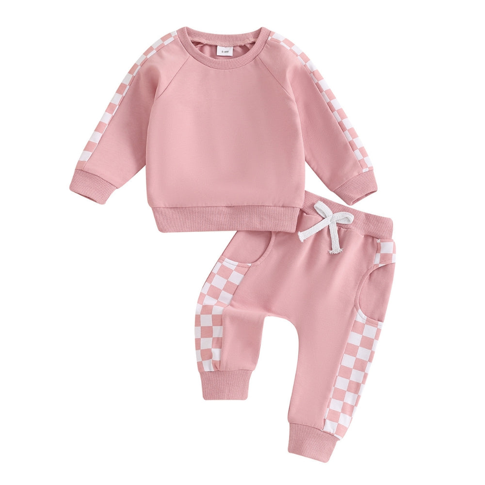 Checkerboard Matching Sweat Set - Beekee