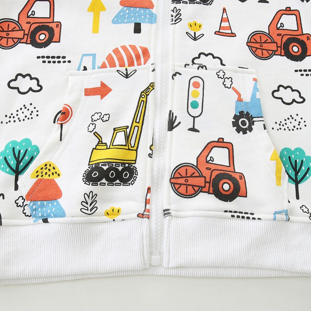 Construction Print Boys Hooded Sweatshirt - Beekee