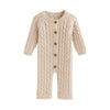 Cozy Cable Knit Button-Up Romper - Beekee