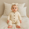 Cozy Cable Knit Button-Up Romper - Beekee