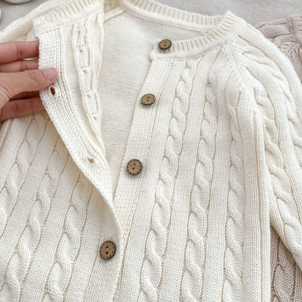 Cozy Cable Knit Button-Up Romper - Beekee