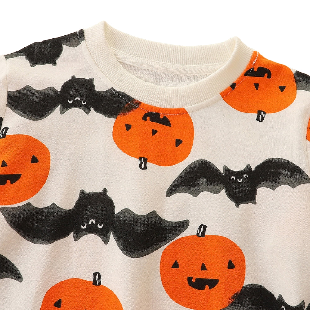 Cozy Halloween Pumpkin and Bat Kids Pajama Set - Beekee